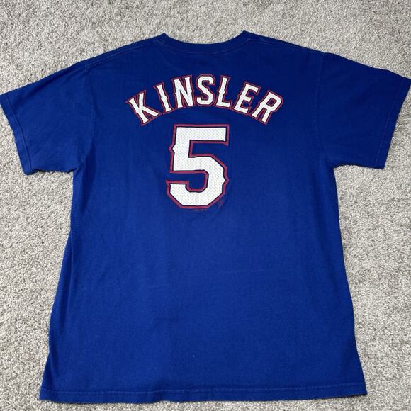 Texas Rangers Ian Kinsler #5 Majestic Blue Short Sleeve Crew Neck T-Shirt L - Picture 1 of 8